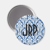 Aimant Damas bleu monogramme (Recto/Verso)