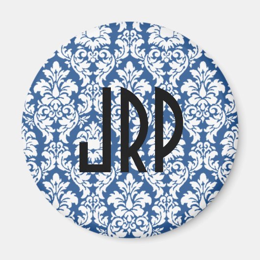 Aimant Damas bleu monogramme (Devant)