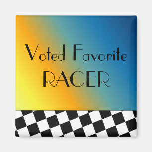 Aimant Damas de course noirs et blancs