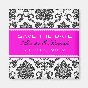Aimant Damas Enregistrer le Mariage de date Faire-part