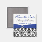 Aimant Damas noir, blanc et bleu Enregistrer l'aimant Dat (Recto/Verso)