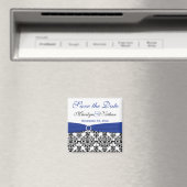 Aimant Damas noir, blanc et bleu Enregistrer l'aimant Dat (In Situ (Lave-vaisselle))