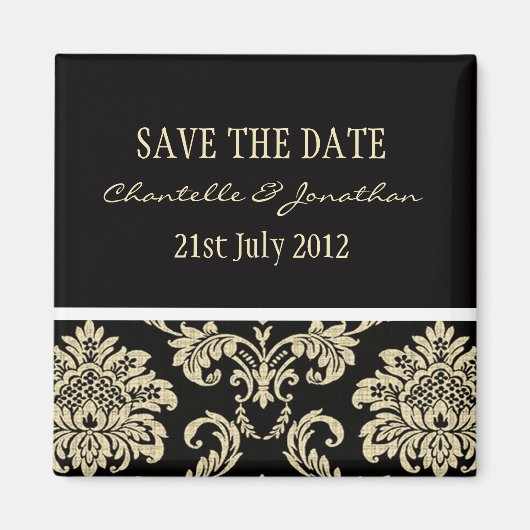 Aimant Damas Noir Enregistrer l'aimant Date (Devant)