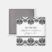 Aimant Damas noir et blanc Enregistrer la date (Recto/Verso)