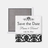 Aimant Damas noir et blanc Enregistrer l'aimant Date (Recto/Verso)