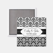 Aimant damas "noir et blanc" Enregistrer l'aimant de date (Recto/Verso)
