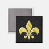 Aimant Damas noir/or Fleur de Lis (Recto/Verso)