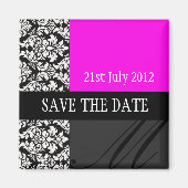 Aimant Damas rose chaud Enregistrer l'aimant Date (Devant)