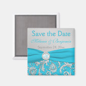 Aimant Damas Turquoise et Argent Enregistrer l'aimant Dat (Recto/Verso)