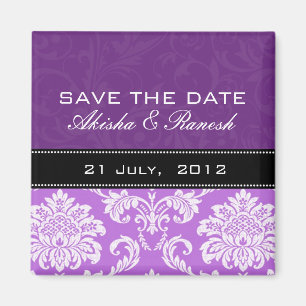 Aimant Damas violettes Sauvez l'aimant de date