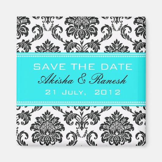 Aimant Damask Enregistrer le Faire-part Mariage date (Devant)