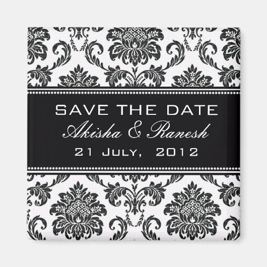Aimant Damask Enregistrer le Faire-part Mariage date (Devant)