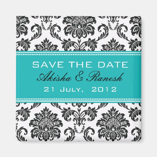 Aimant Damask Enregistrer le Faire-part Mariage date (Devant)