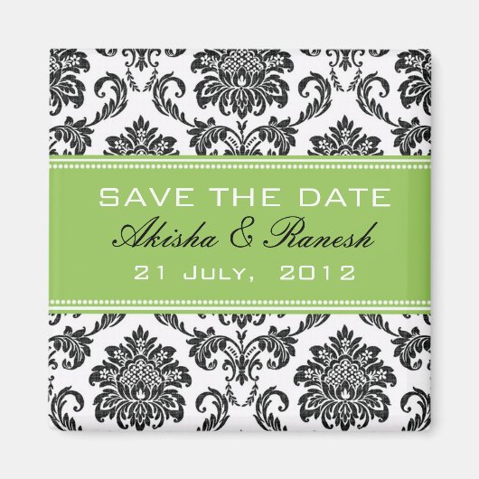 Aimant Damask Enregistrer le Faire-part Mariage date (Devant)