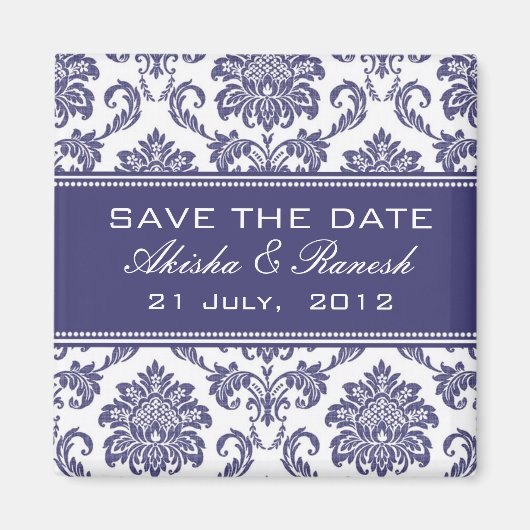 Aimant Damask Enregistrer le Faire-part Mariage date (Devant)