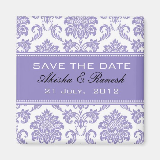 Aimant Damask Enregistrer le Faire-part Mariage date (Devant)