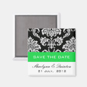 Aimant Damask Green Enregistrer le Faire-part Mariage de  (Recto/Verso)
