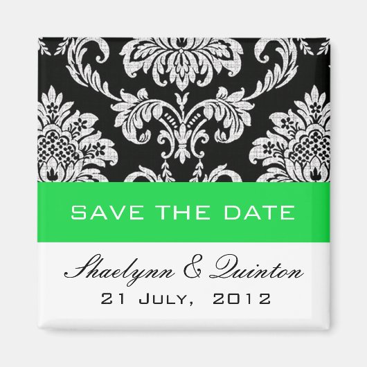 Aimant Damask Green Enregistrer le Faire-part Mariage de  (Devant)