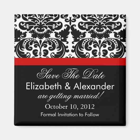 Aimant Damask Red Enregistrer l'aimant Date (Devant)