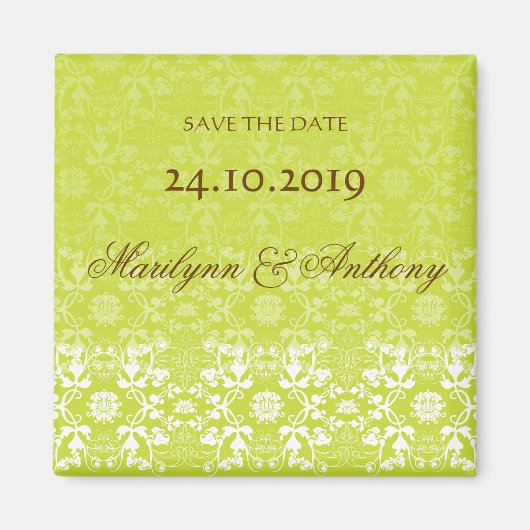 Aimant Damask Swirls Lace Lime Enregistrer l'aimant de da (Devant)
