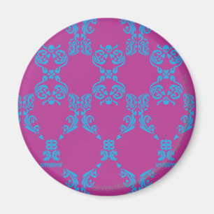 Aimant Damassé Aqua-Pourpre