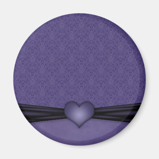 Aimant Damassé Violet Foncé avec Cœur (Devant)