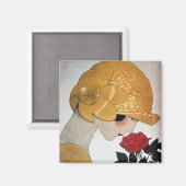 AIMANT DAME À LA ROSE ROUGE (Recto/Verso)