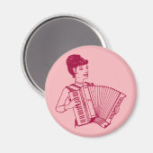 Aimant Dame à l'accordéon rétro (Recto/Verso)