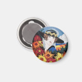 Aimant Dame aux fleurs de chrysanthème (Recto/Verso)