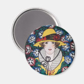 Aimant Dame aux fleurs de chrysanthème (Recto/Verso)