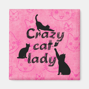 Aimant Dame Chats Folle Amusant Chats Ludiques