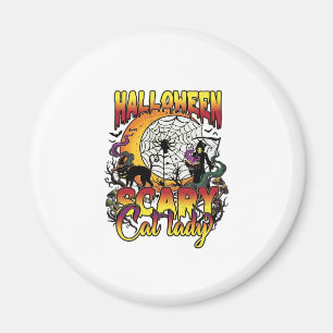 Aimant Dame de chat effrayante Halloween Faucheuse Lune M