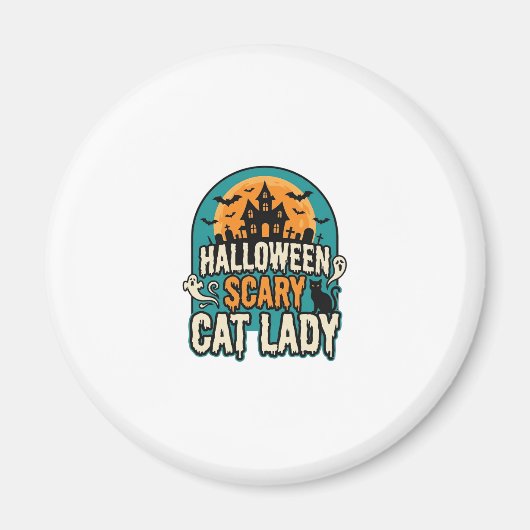 Aimant Dame de chat Halloween Épouvantable Maison hantée  (Devant)