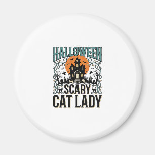 Aimant Dame de chat Halloween Maison hantée effrayante Vi