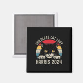 Aimant Dame de chat sans enfant pour Kamala Harris 2024 R (Recto/Verso)