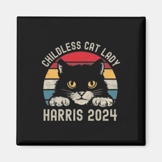 Aimant Dame de chat sans enfant pour Kamala Harris 2024 R (Devant)