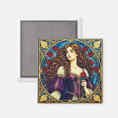 Aimant dame de la Renaissance avec rose (Recto/Verso)