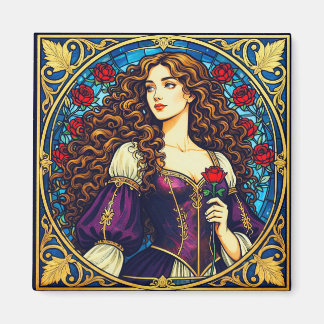 Aimant dame de la Renaissance avec rose