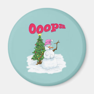 Aimant Dame de neige avec arbre de Noël Ops