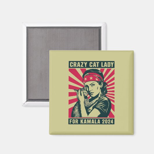 Aimant Dame Du Chat Fou Pour Kamala 2024 (Recto/Verso)