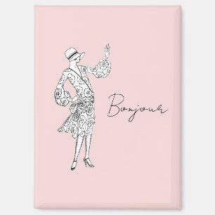 Aimant Dame française Bonjour (bonjour)