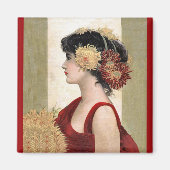 Aimant Dame romantique au rouge (Devant)