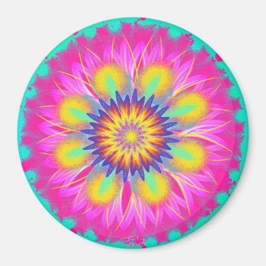 Aimant Dame rose éclatante par fleurs électriques (Devant)