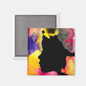 Aimant Dame tournesol silhouette art aquarelle (Recto/Verso)