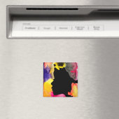 Aimant Dame tournesol silhouette art aquarelle (In Situ (Lave-vaisselle))