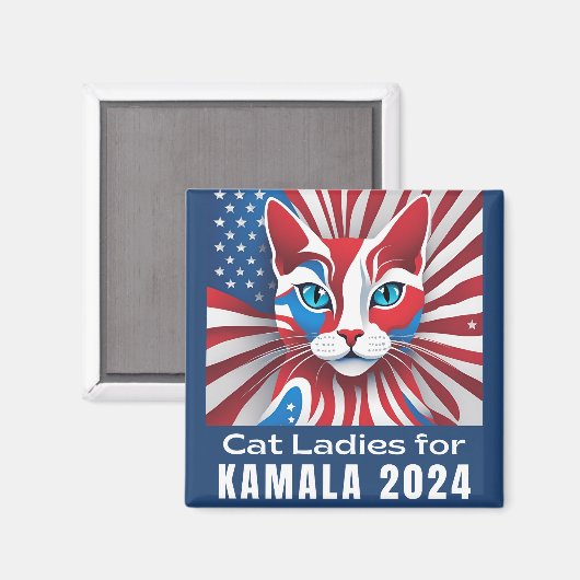 Aimant Dames de chat pour Kamala 2024 Démocrate (Recto/Verso)