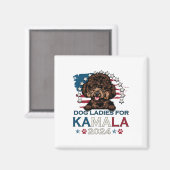 Aimant Dames Pour Kamala Harris 2024 Poodle Dog America (Recto/Verso)