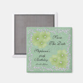 Aimant Damier Vert & Fleurs 20e Anniversaire (Recto/Verso)