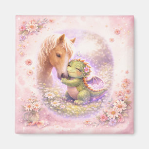 Aimant d'amitié de dragon et de cheval mignon