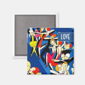Aimant Dancing Couples Art Déco Saint Valentin Cadeau (Recto/Verso)